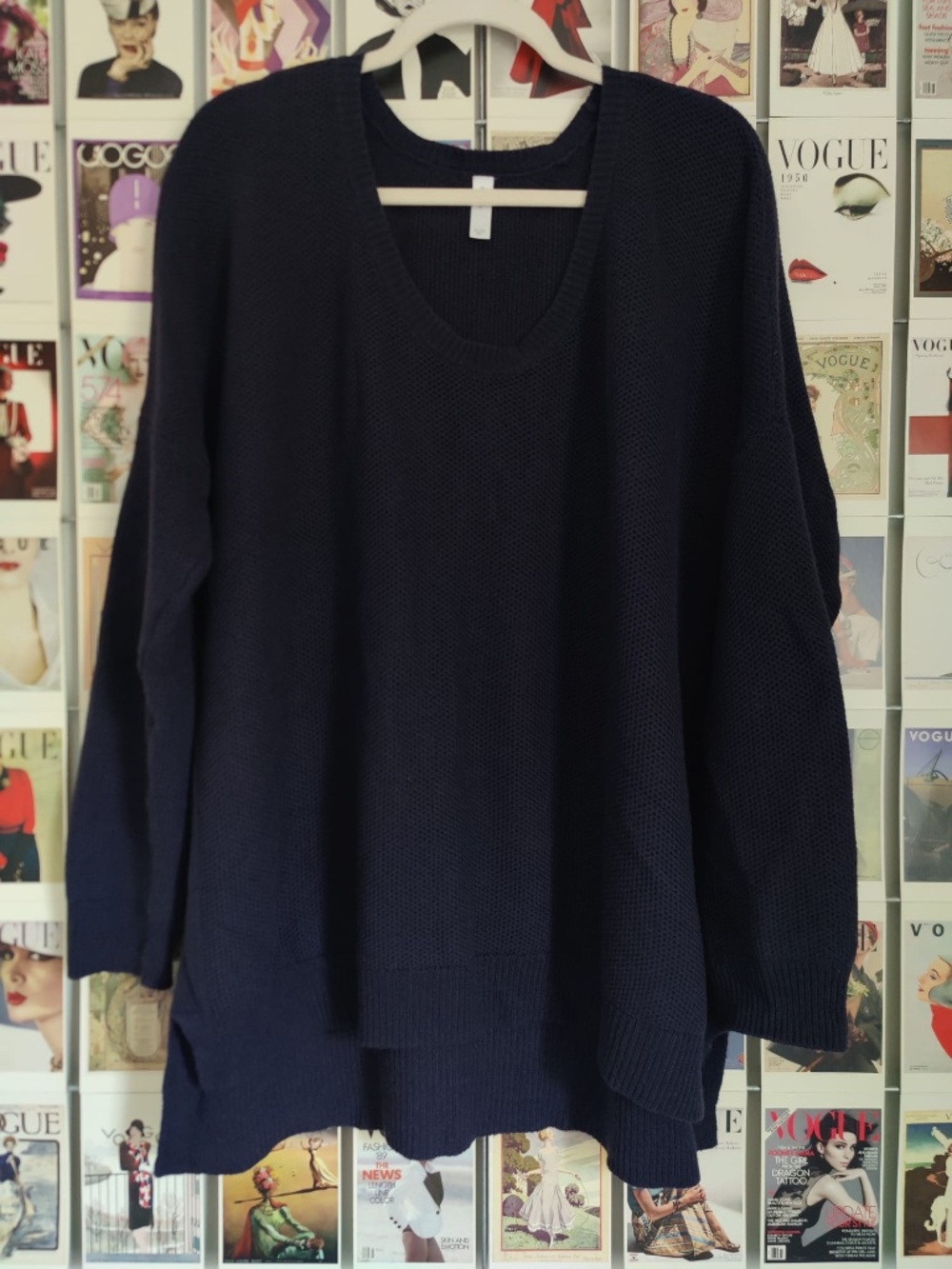 GAP Body Oversized Scoop-Neck Merino Wool-Blend Sweater in Navy Blue – XL
